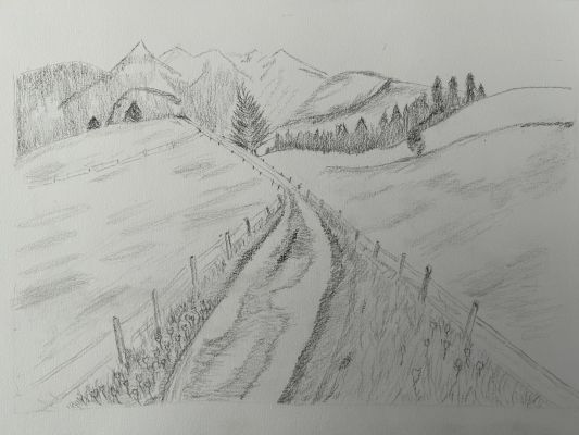 Perspective de paysage en Dessin de Yvette le 06 mars 2023
