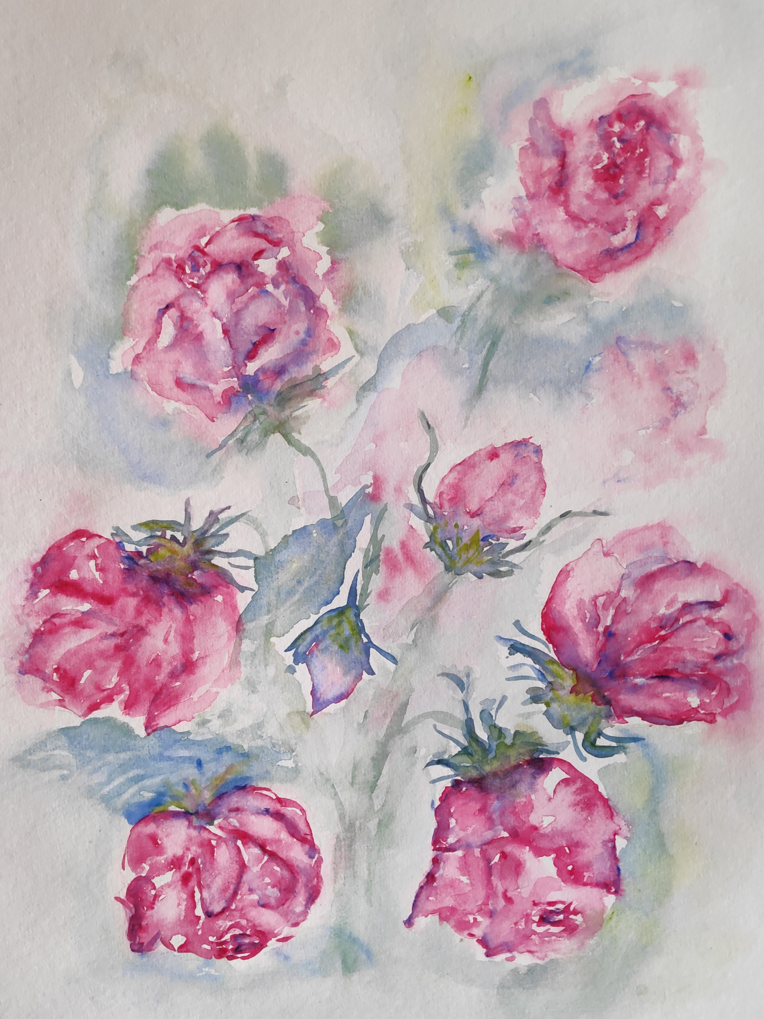 Un bouquet de roses à l'Aquarelle de Mireille le 08 mars 2023