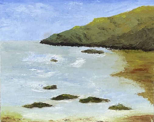 Une plage de la côte d'opale à l'huile au couteau de Sylvie le 24 mars 2023