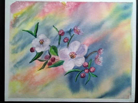 Fleurs de pommier à l'Aquarelle de Sylvie le 26 mars 2023