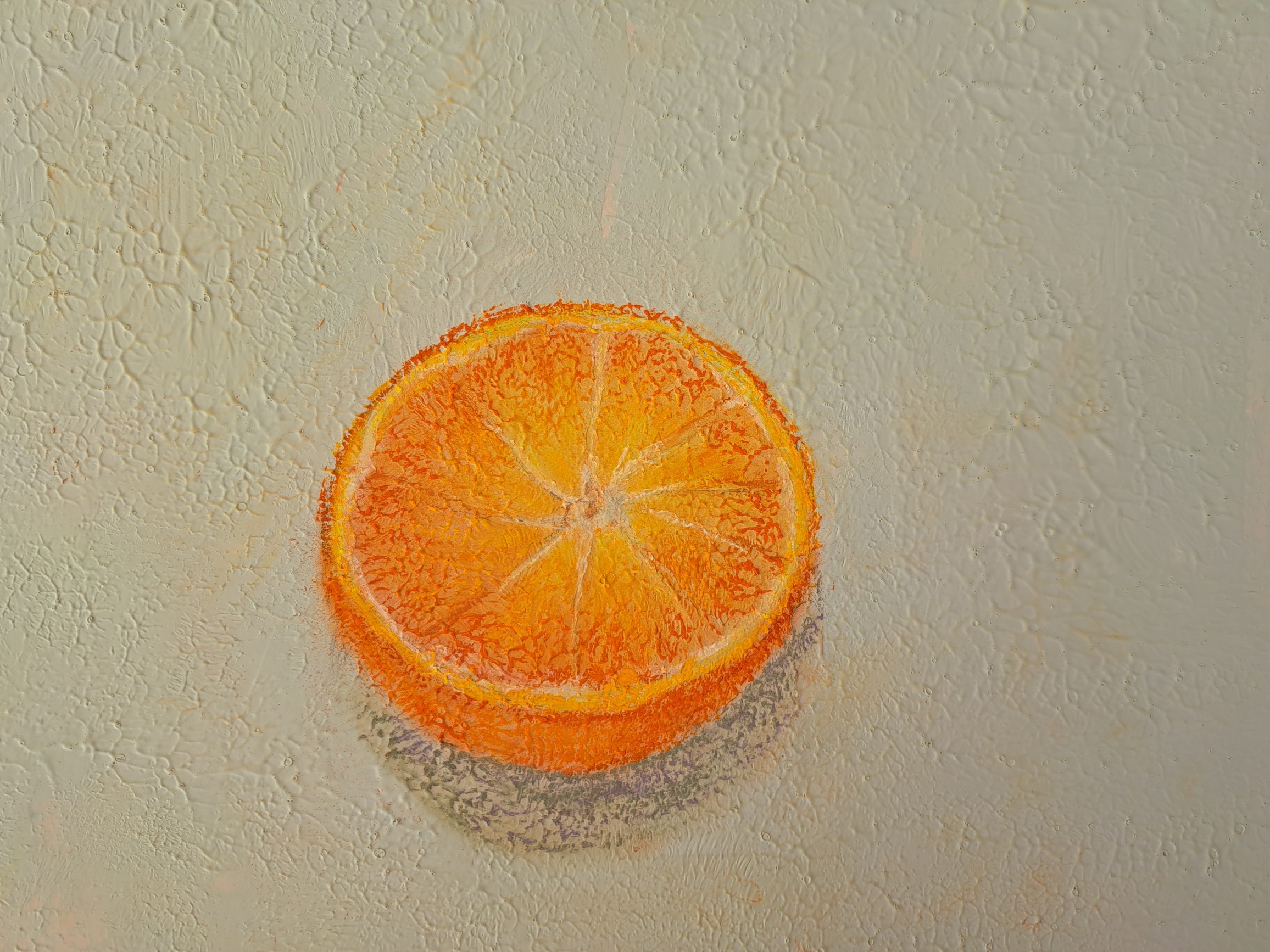 Demi orange au pastel sur support enduit de Anne-marie le 10 avril 2023