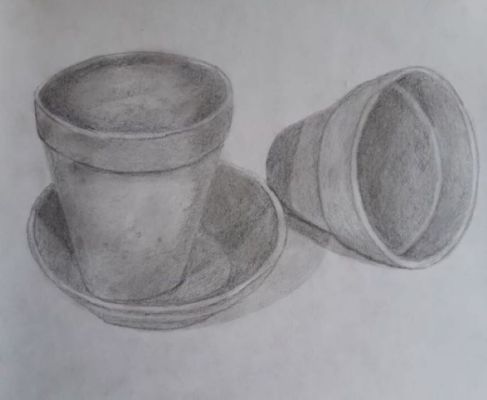 Dessiner une nature morte au pot de terre de Muriel le 19 avril 2023