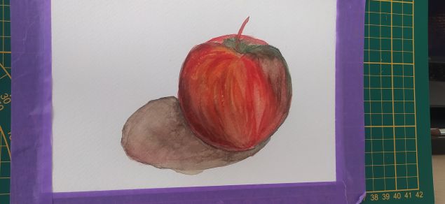 Peindre une pomme sur base sèche à l'aquarelle de Melissa le 03 juillet 2023