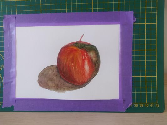 Peindre une pomme sur base sèche à l'aquarelle de Melissa le 03 juillet 2023