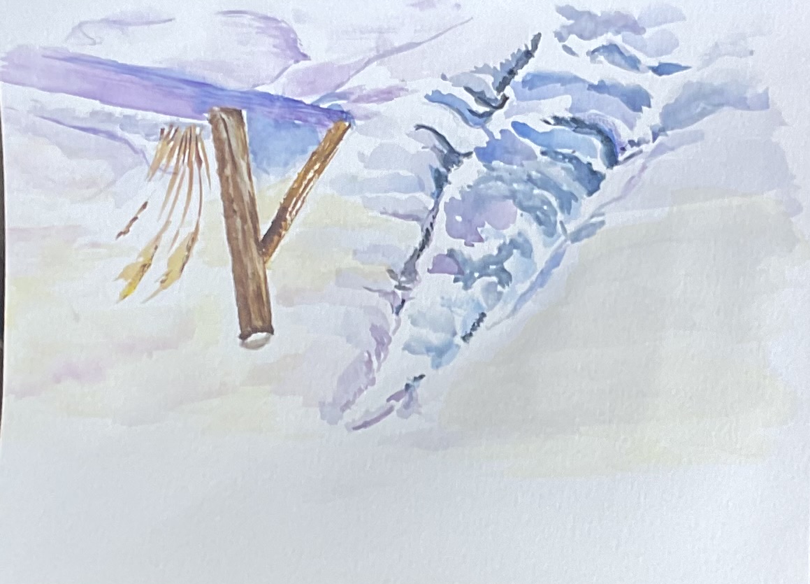 Un chemin dans la neige en Aquarelle de Sylvie le 06 octobre 2023