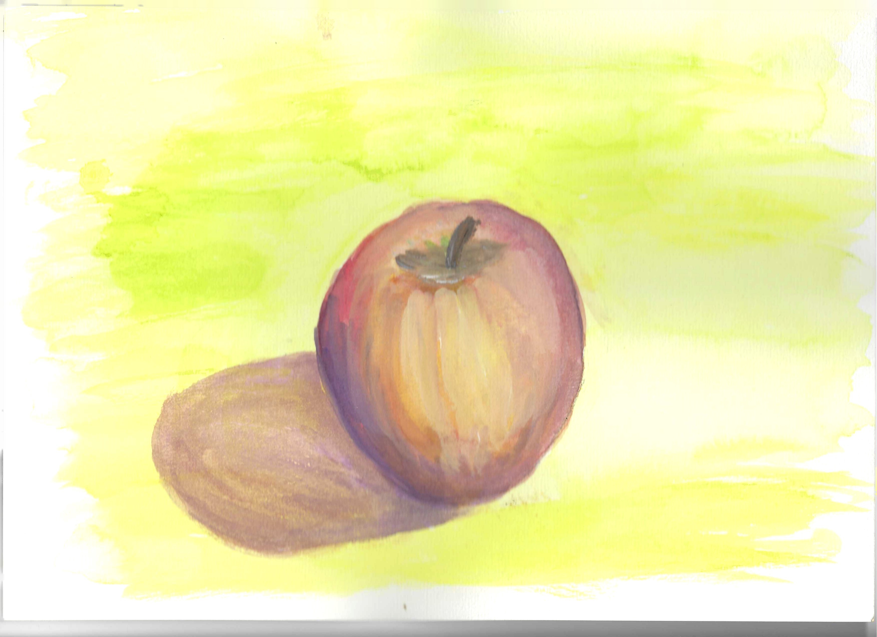 Peindre Une pomme base humide à l'aquarelle de Marguerite le 12 octobre 2023