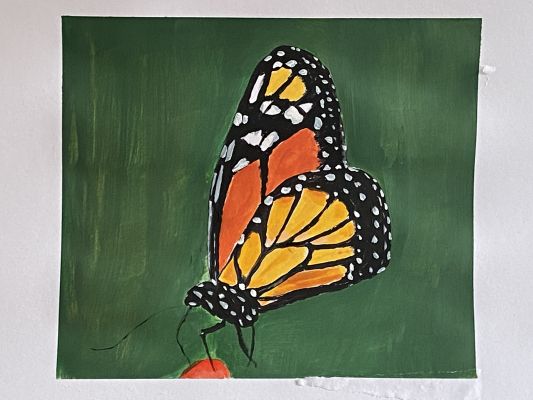 Un Papillon à l'Acrylique sur Châssis rond de Valerie le 12 octobre 2023