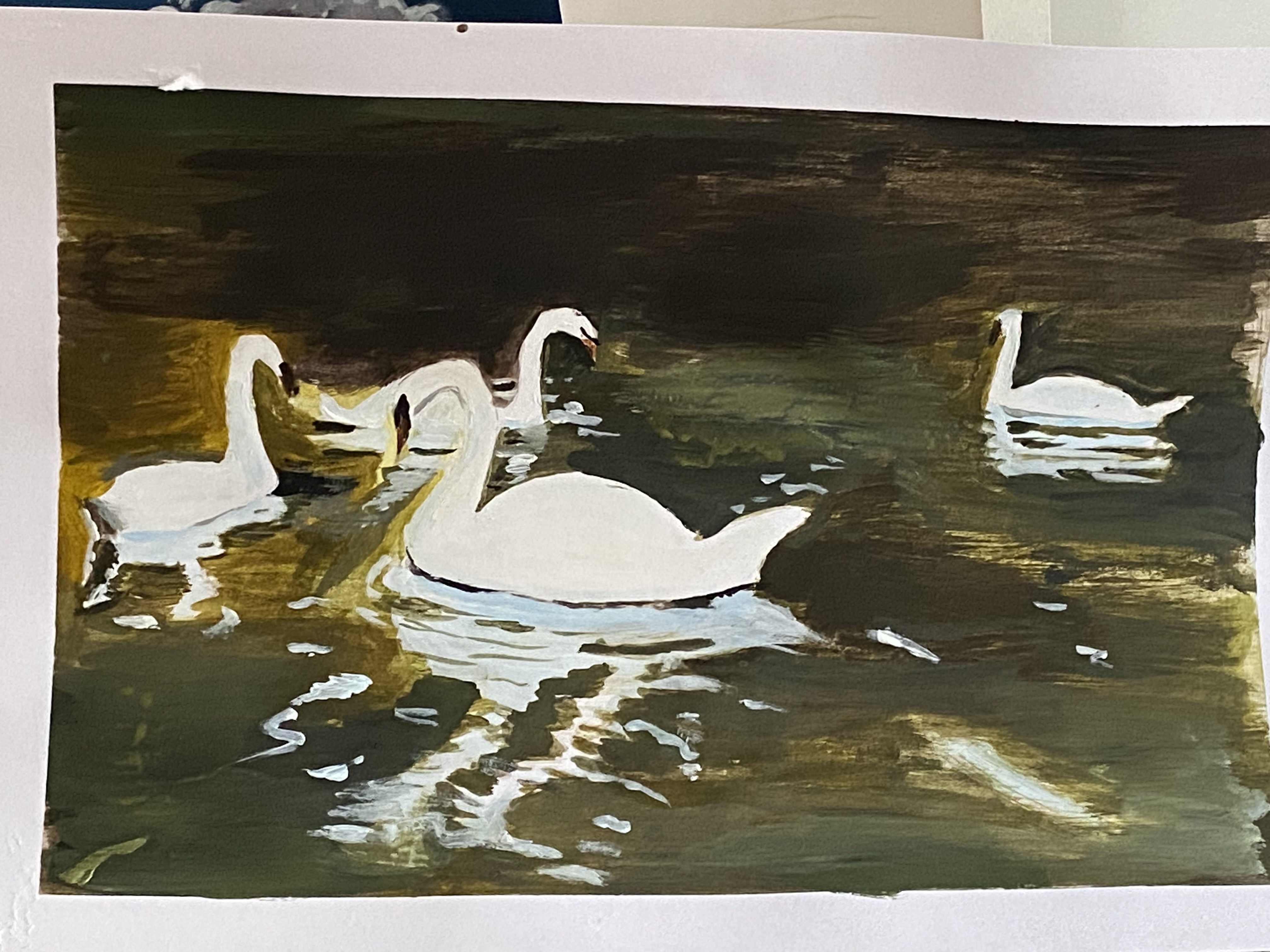 Peindre des Cygnes à l'acrylique de Valerie le 13 octobre 2023