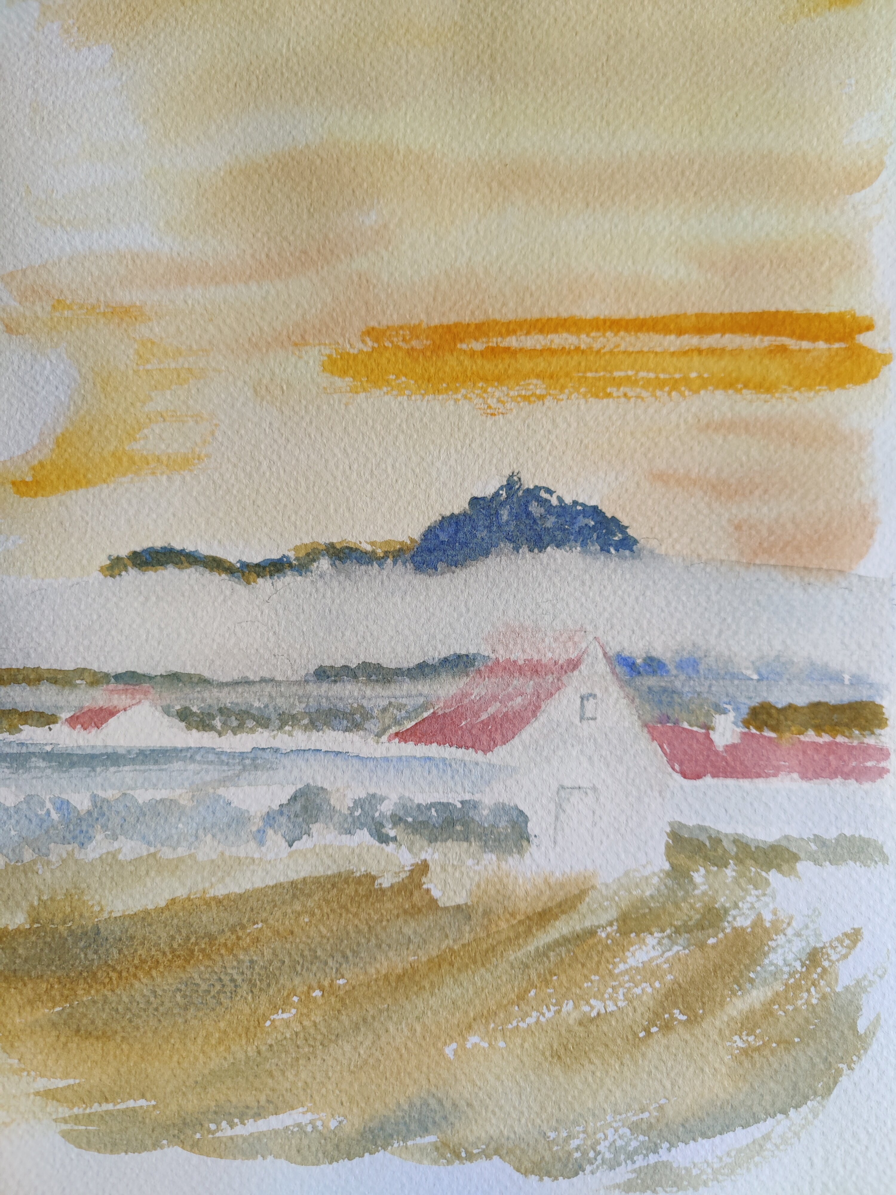 Des ciels changeants à l'Aquarelle : Un ciel d'Automne de Françoise le 28 novembre 2023