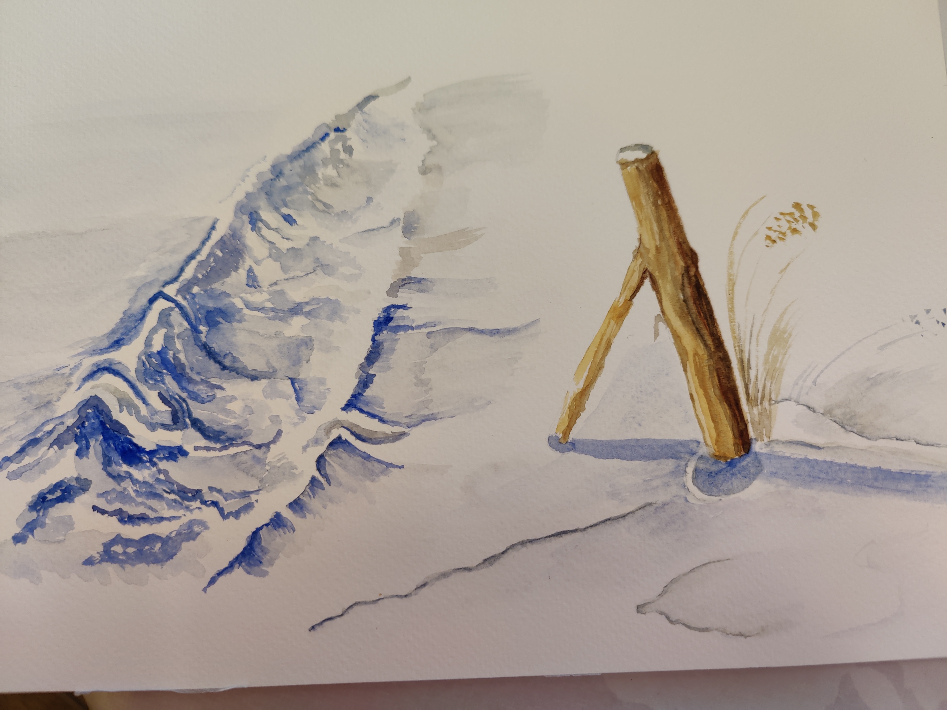 Un chemin dans la neige en Aquarelle de Françoise le 01 février 2024