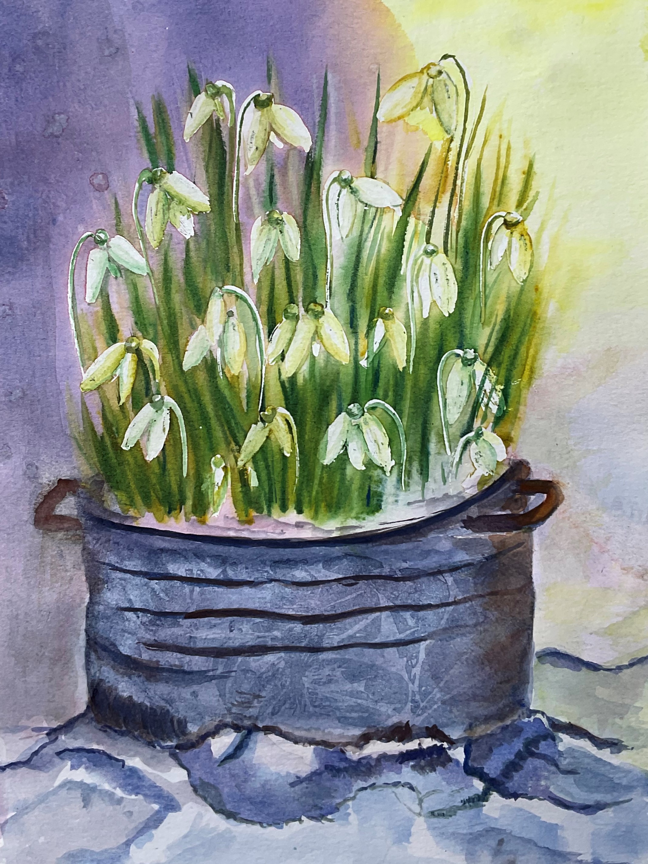 Peindre des Perce-neiges à l'Aquarelle de Sylvie le 09 février 2024