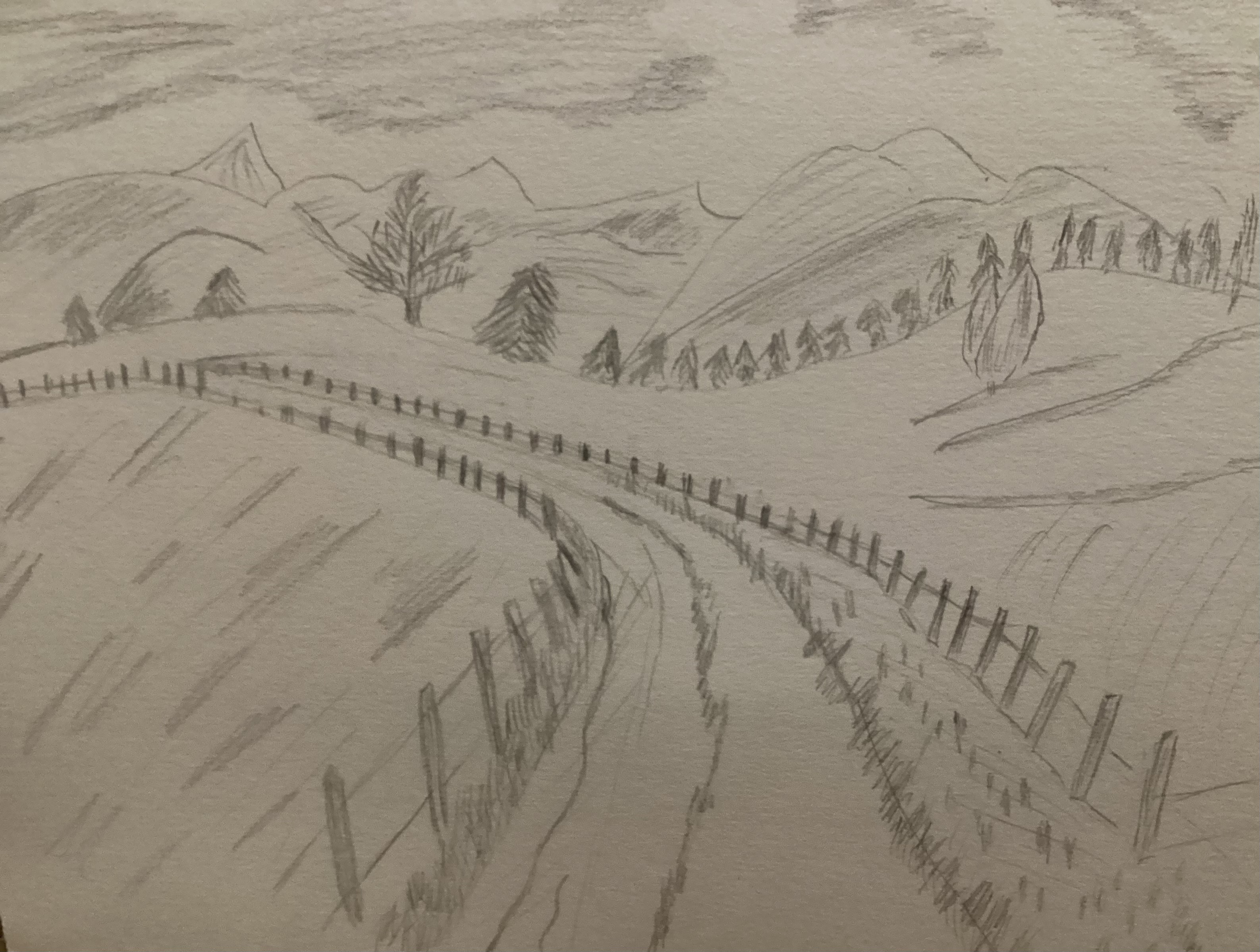 Perspective de paysage en Dessin de Marguerite le 14 avril 2024