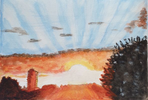 Un coucher de soleil à l'Acrylique de Dominique le 16 avril 2024