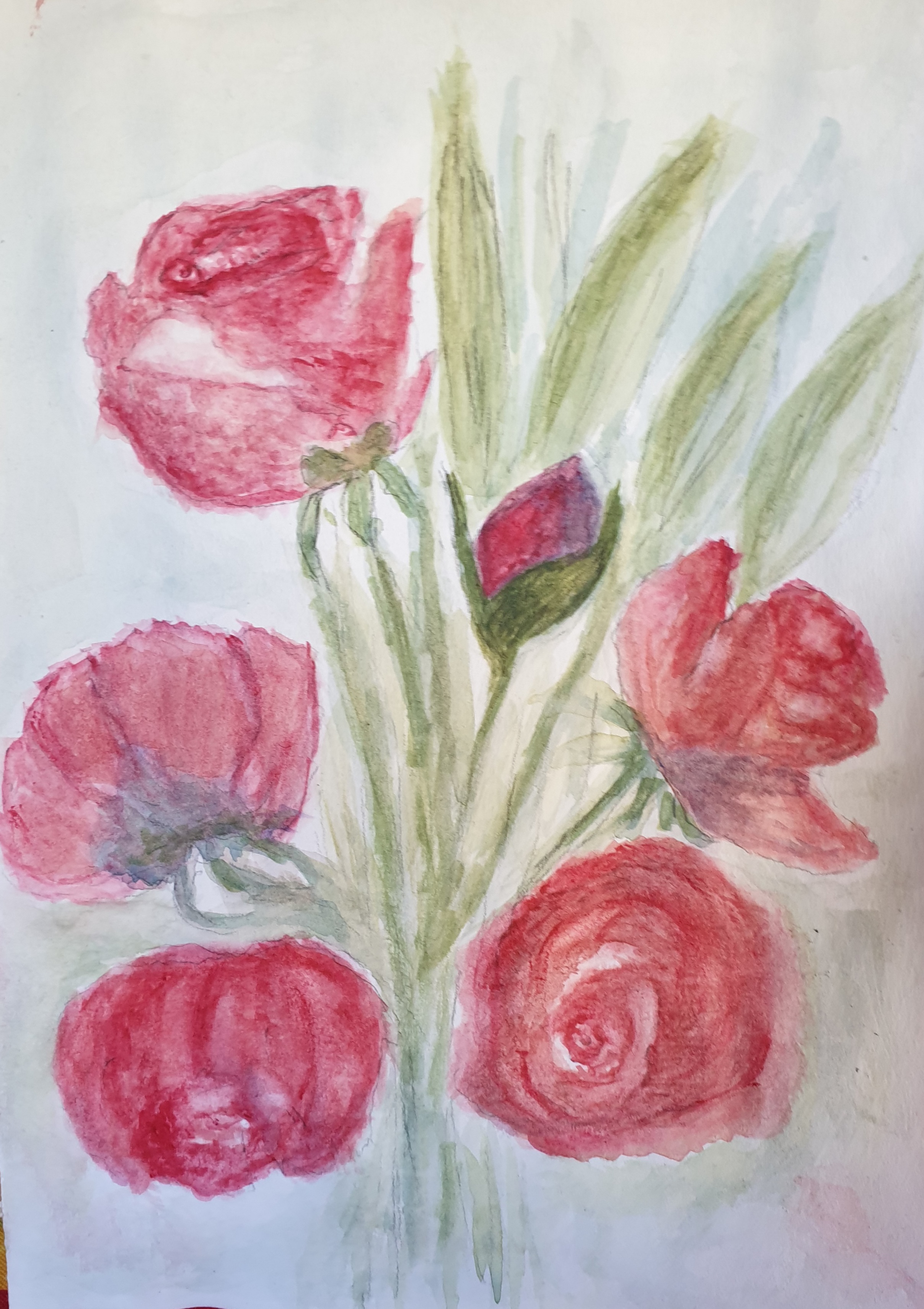 Un bouquet de roses à l'Aquarelle de Dominique le 19 avril 2024