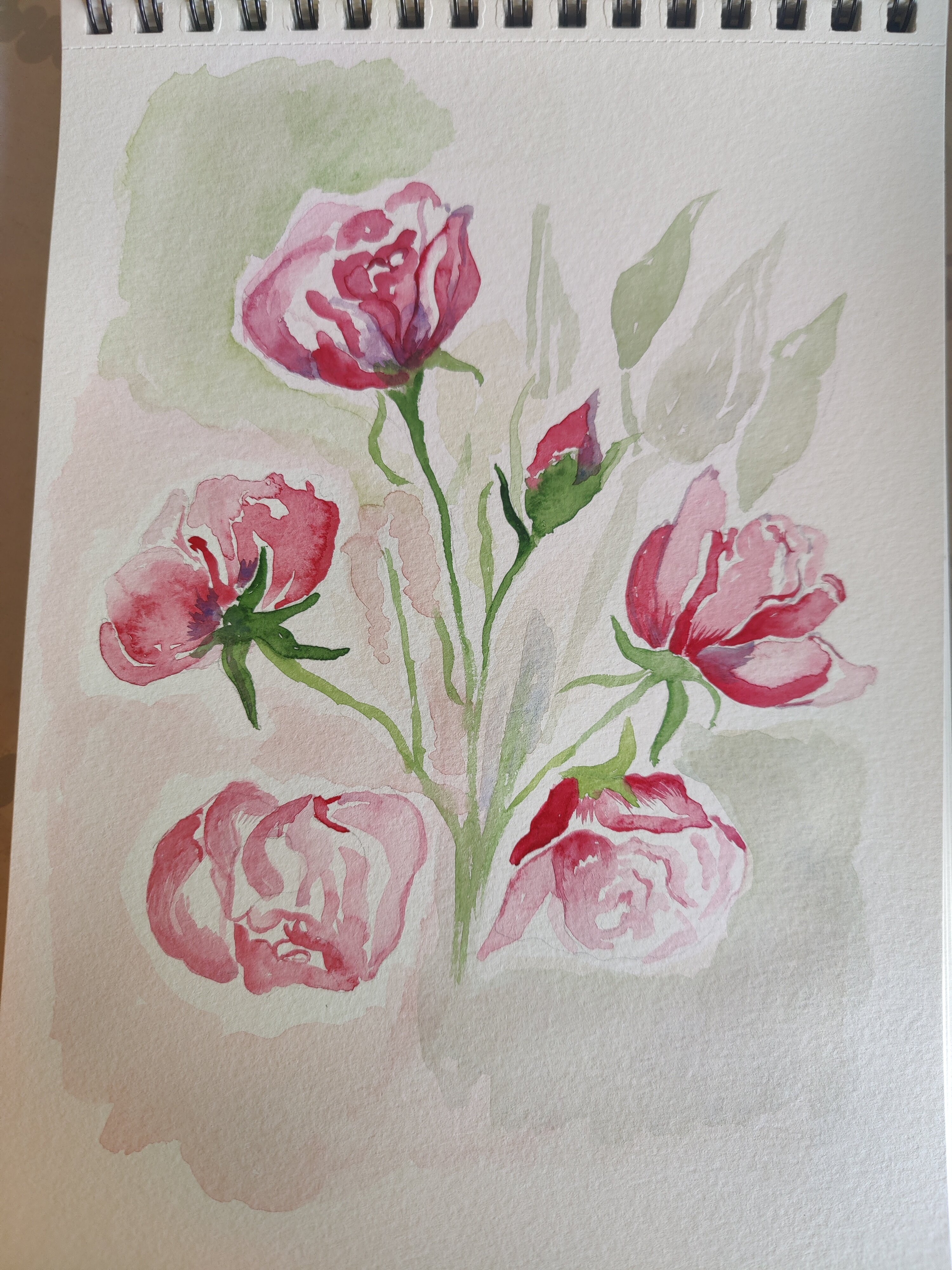 Un bouquet de roses à l'Aquarelle de Françoise le 21 avril 2024