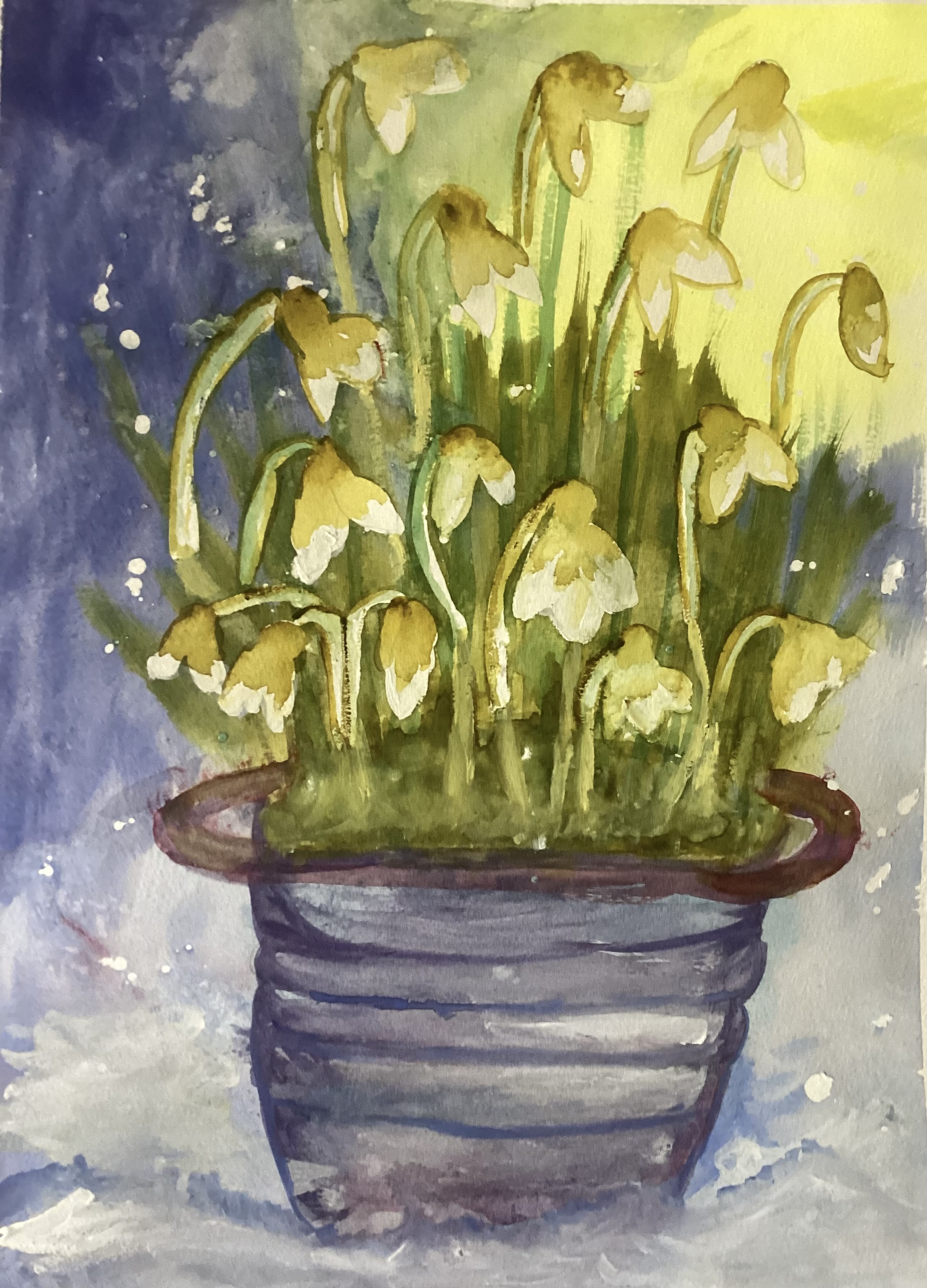 Peindre des Perce-neiges à l'Aquarelle de Marguerite le 30 avril 2024