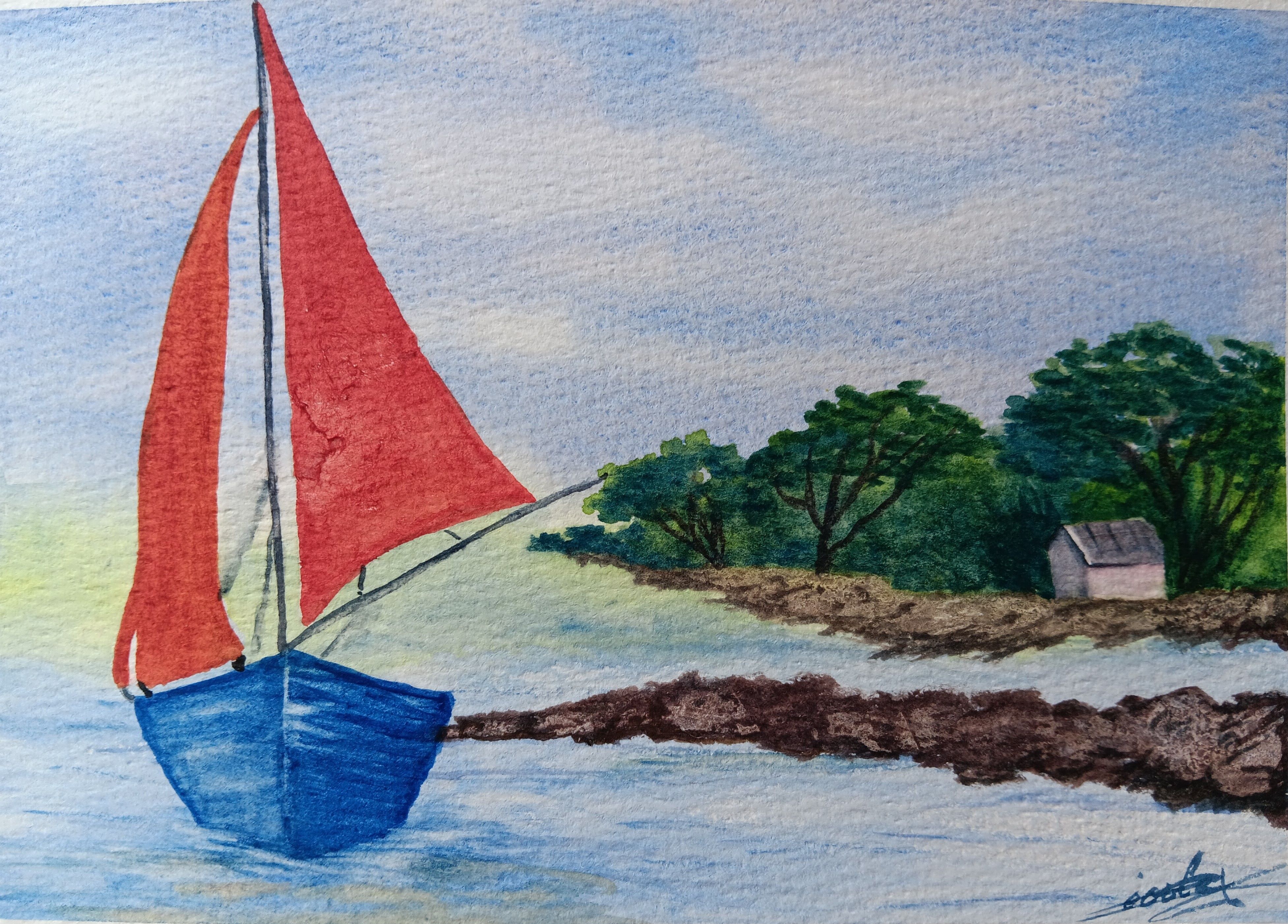 Un voilier en Bretagne à l'aquarelle épisode 02 de Cécile le 08 juin 2024