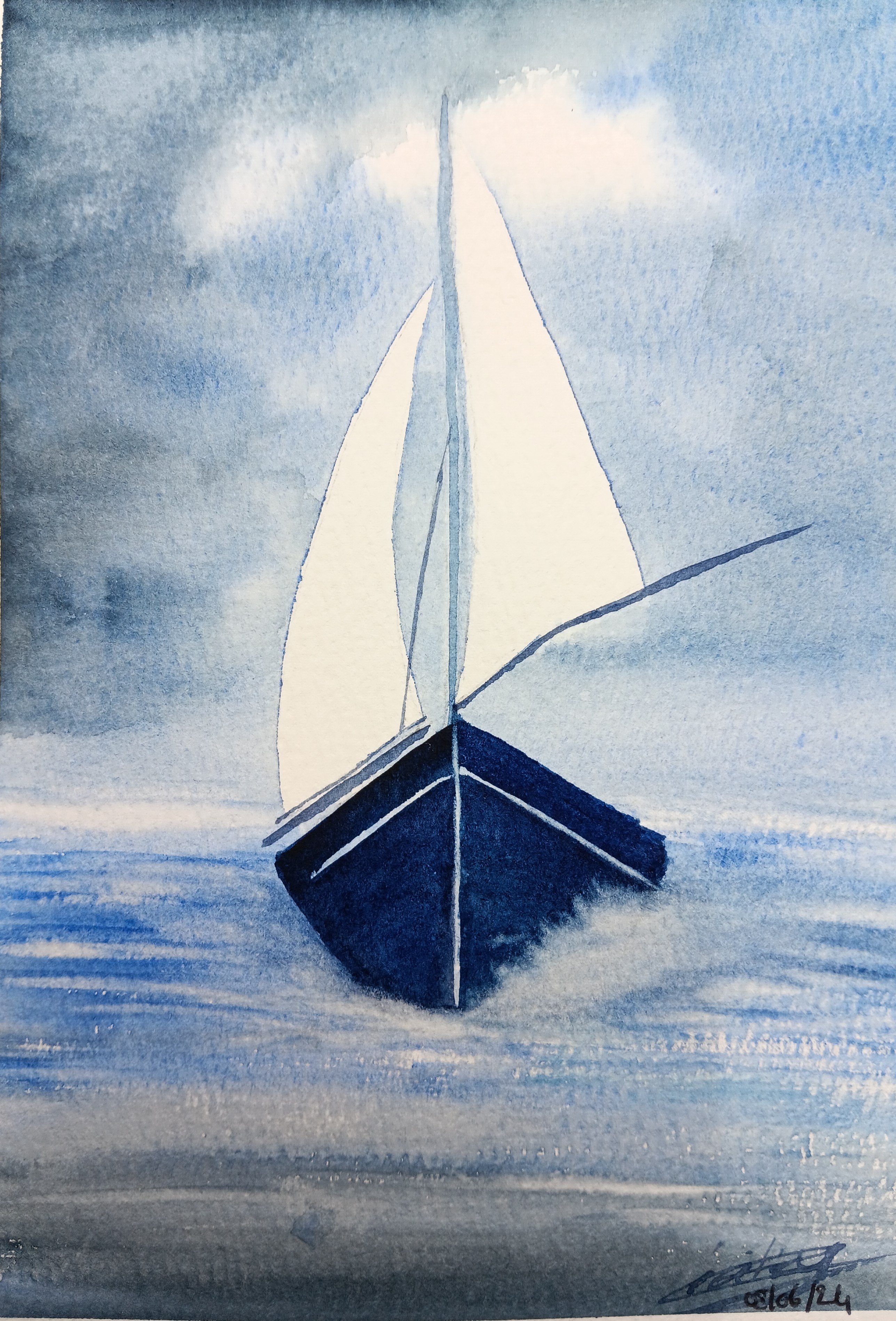Le ruban crépe dans l'aquarelle de Cécile le 15 juin 2024