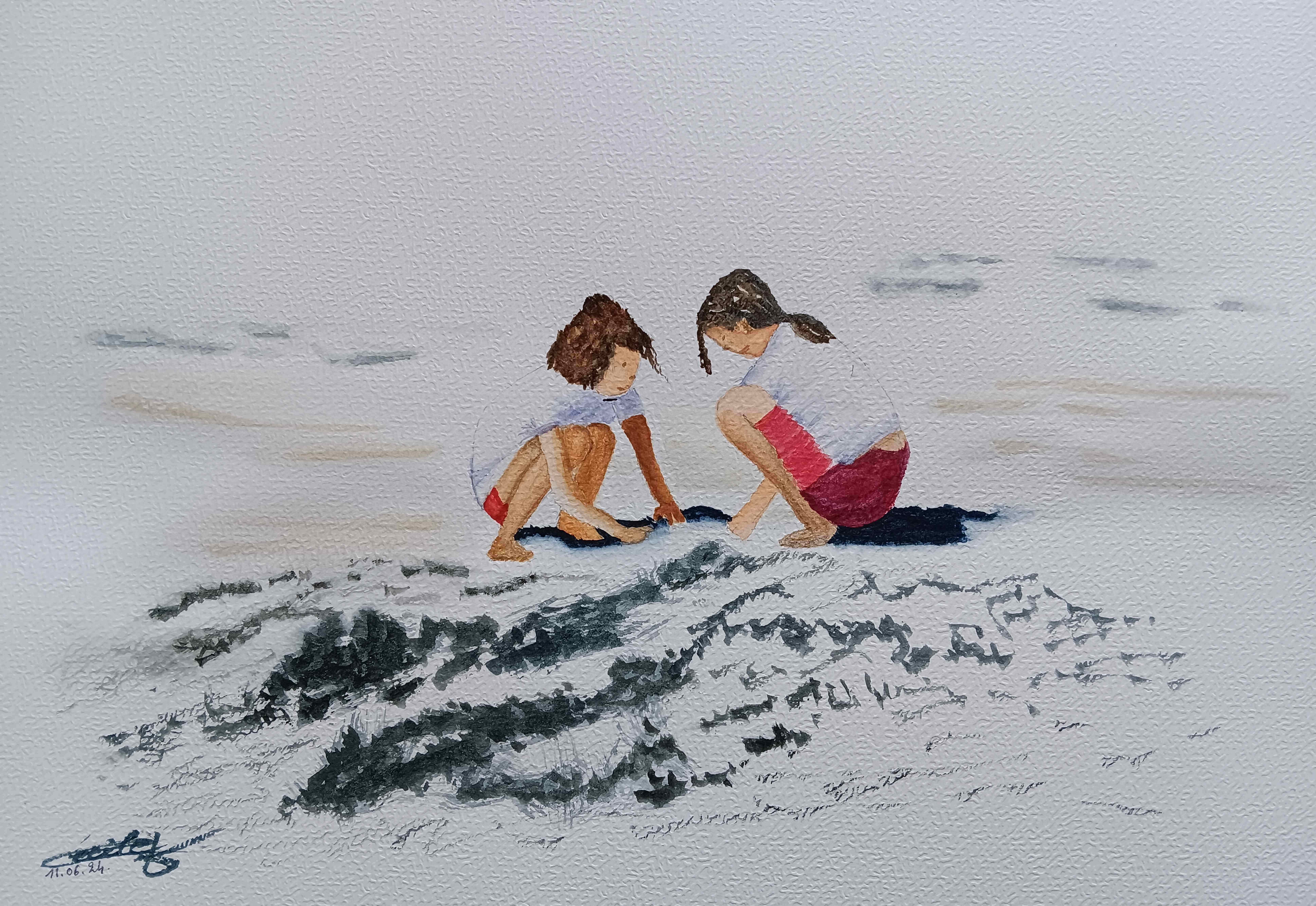 Portraits d'enfants à l'aquarelle de Cécile le 15 juin 2024