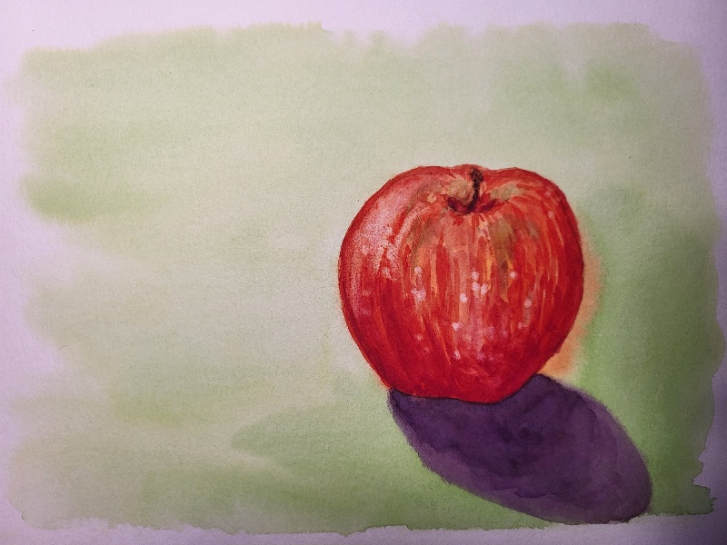 Peindre Une pomme base humide à l'aquarelle de Séverine le 23 novembre 2024