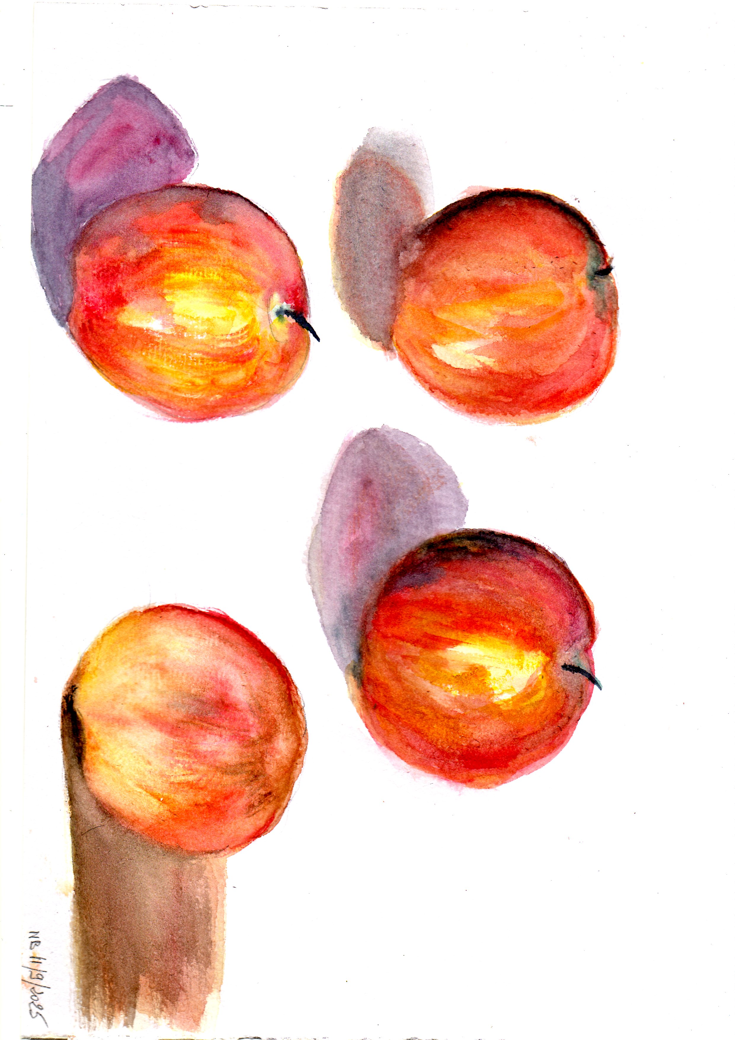 Peindre une pomme sur base sèche à l'aquarelle de Prieur vve benad le 11 septembre 2025
