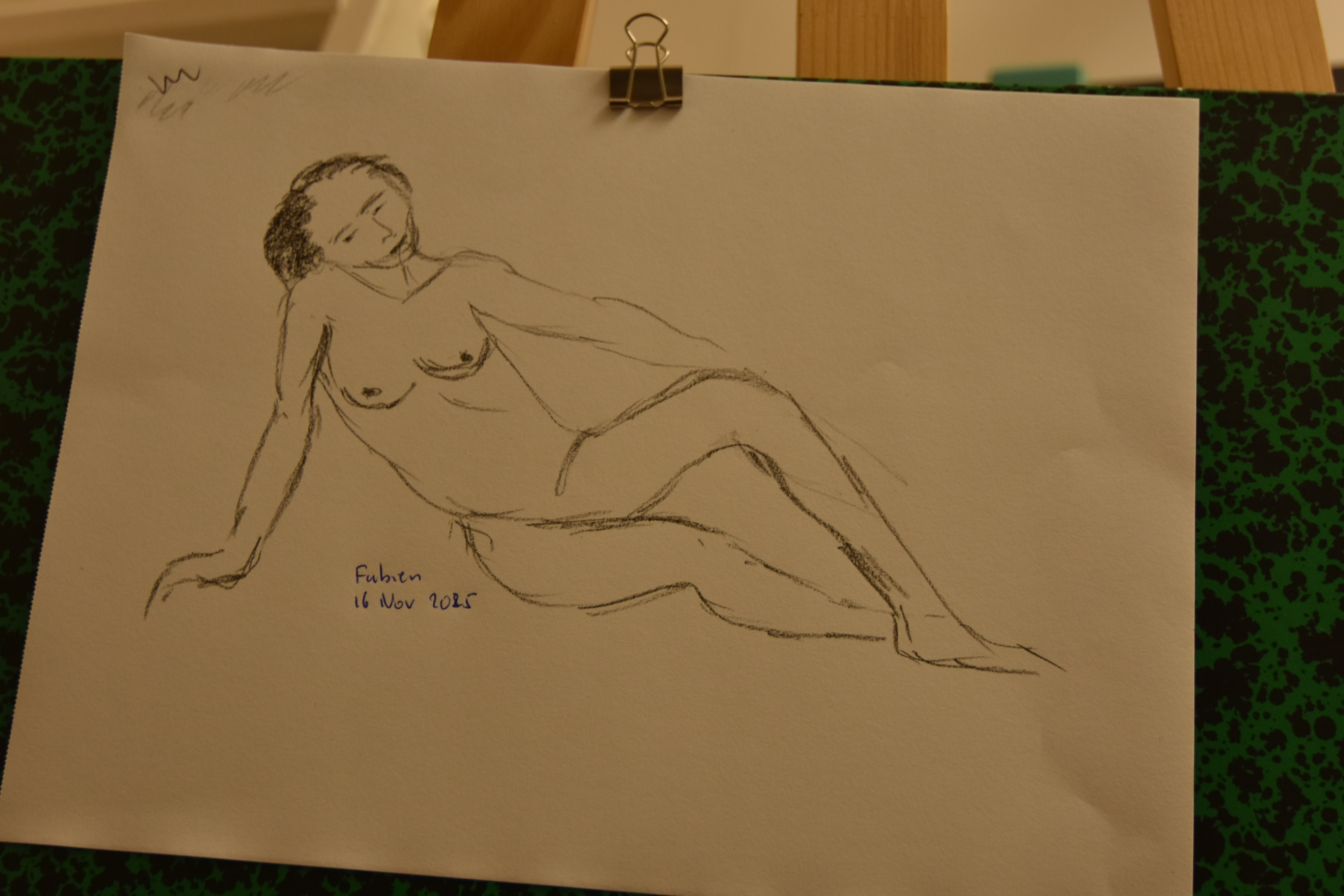 Croquis en 5 minutes à la craie carrée de Fabien le 16 novembre 2025